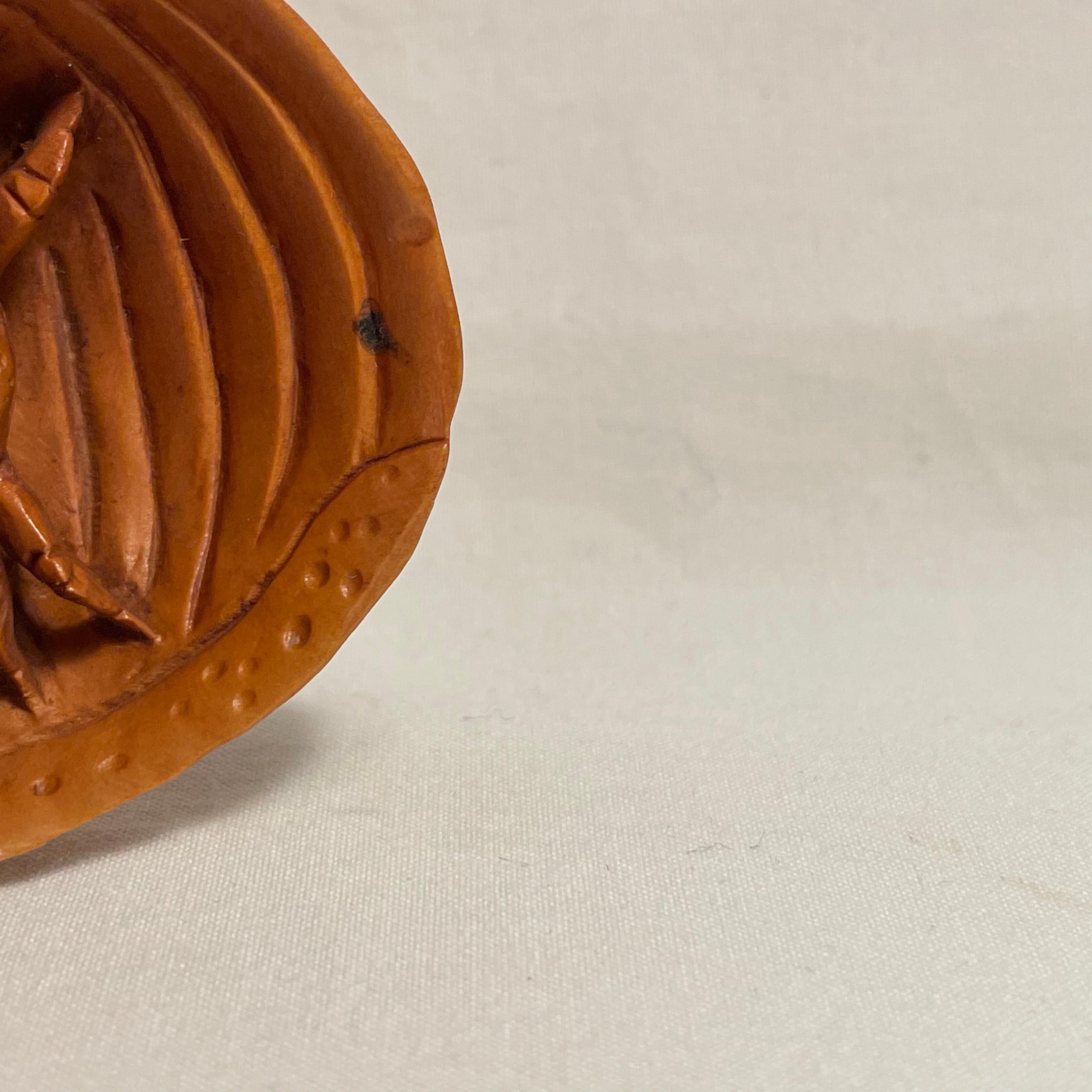 Antique Japanese Wooden Netsuke 'Crab in the Chestnut' 1950s Showa 'Yuuichi' 5