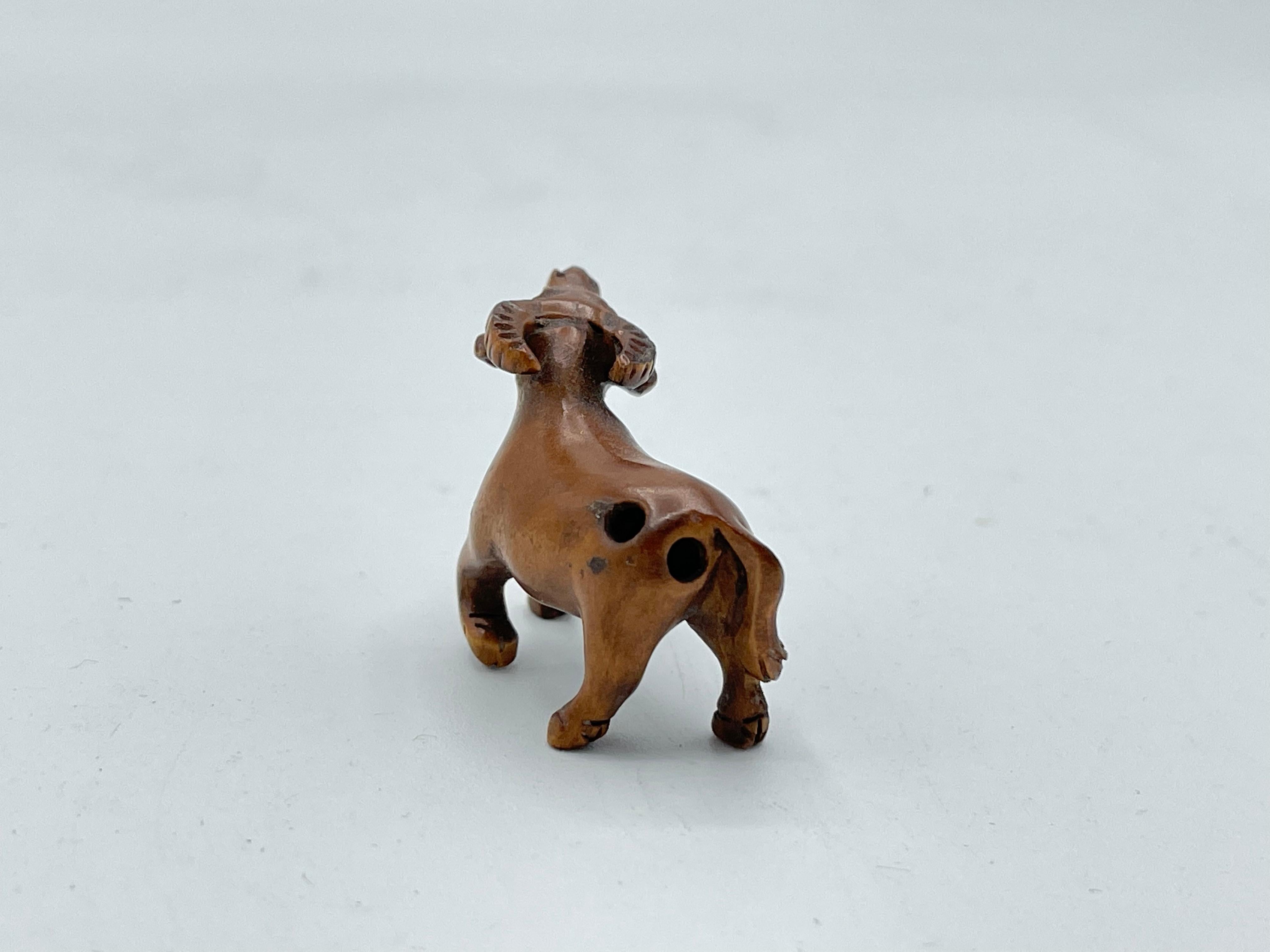 Antique Japanese Wooden Netsuke 'Deer' Meiji Era 1900s 1