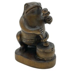 Antique Japanese Wooden Netsuke 'Frog' Edo Era 1800s