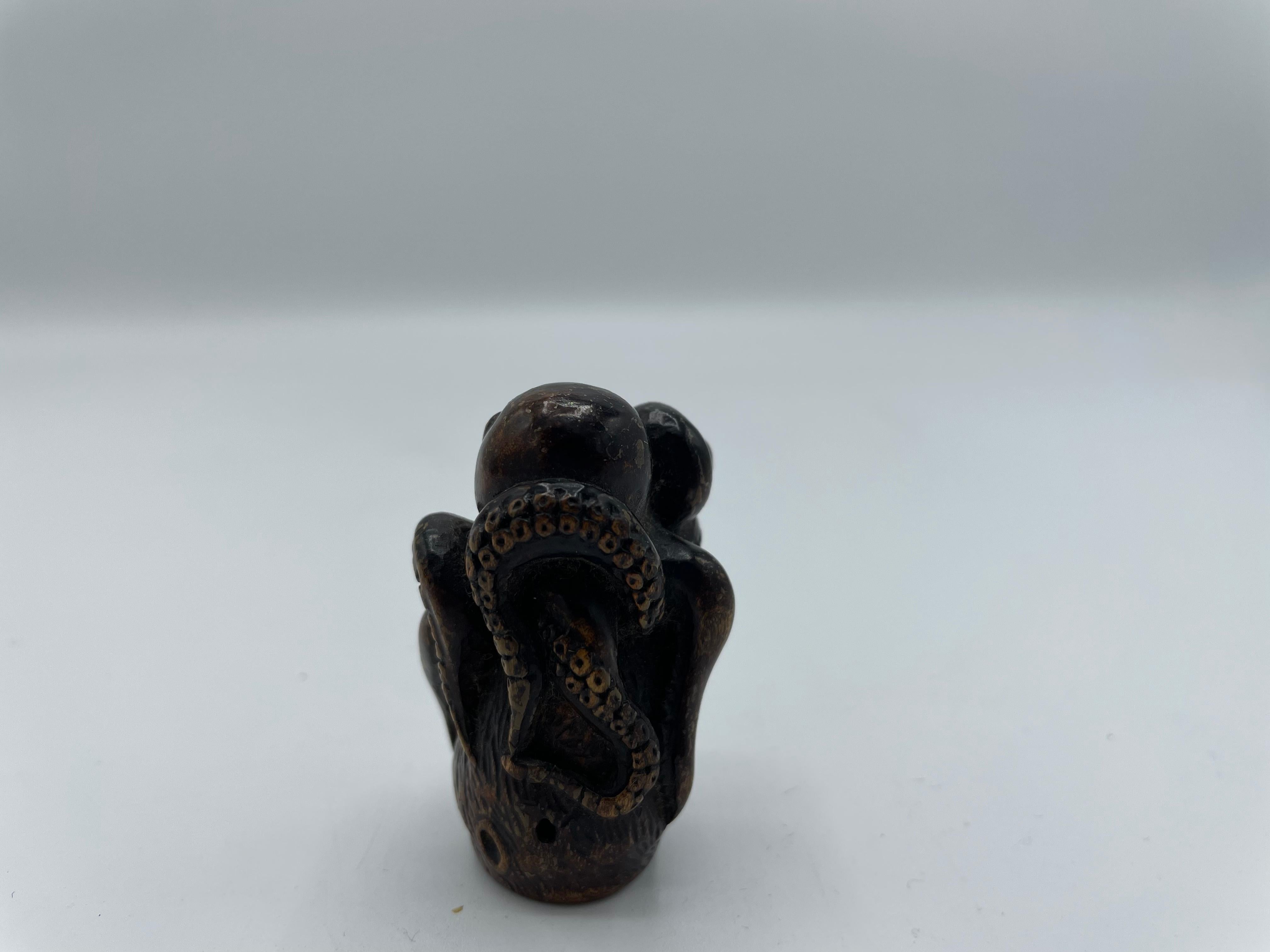 Antique Japanese Wooden Netsuke 'Octopus' Edo Era 1800s 6