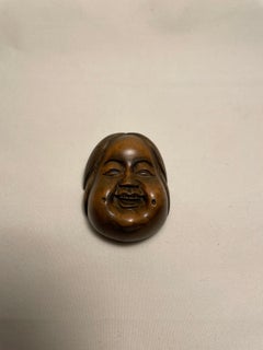 Antique Japanese Wooden Netsuke 'Onnamen' 1920s