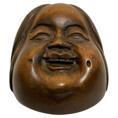 Antique Japanese Wooden Netsuke 'Onnamen' 1920s