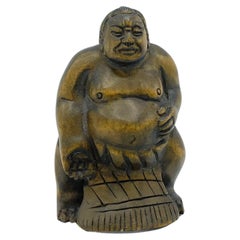 Antique Japanese Wooden Netsuke 'Sumo wrestler' Edo Era, 1800s