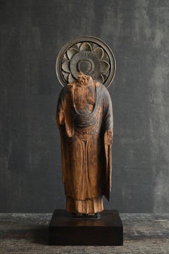Antique Japanese wooden Nyorai Buddha torso / Late Heian / Rare sculpture