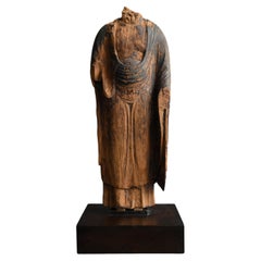 Antiker japanischer Nyorai-Buddha-Torso aus Holz / Späte Heian-Zeit / Seltene Skulptur