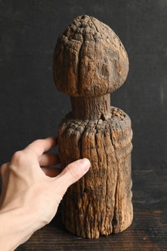 Antique Japanese wooden ornamental railing top "Giboshi" / 19th century