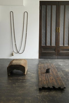 Antique Japanese wooden prayer beads / wall hanging object / 1800s