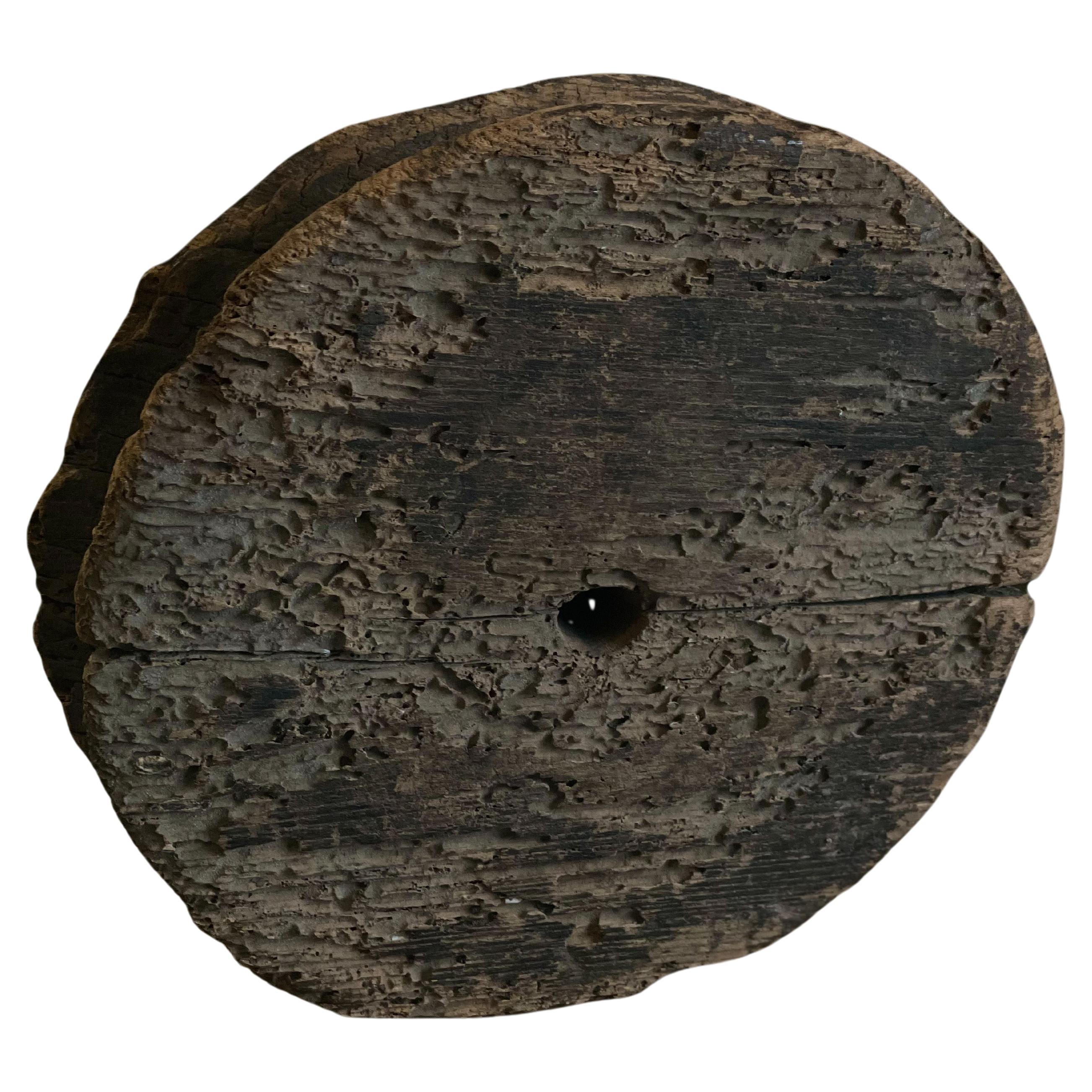 Antique Japanese Wooden Pulley - 1800s For Sale