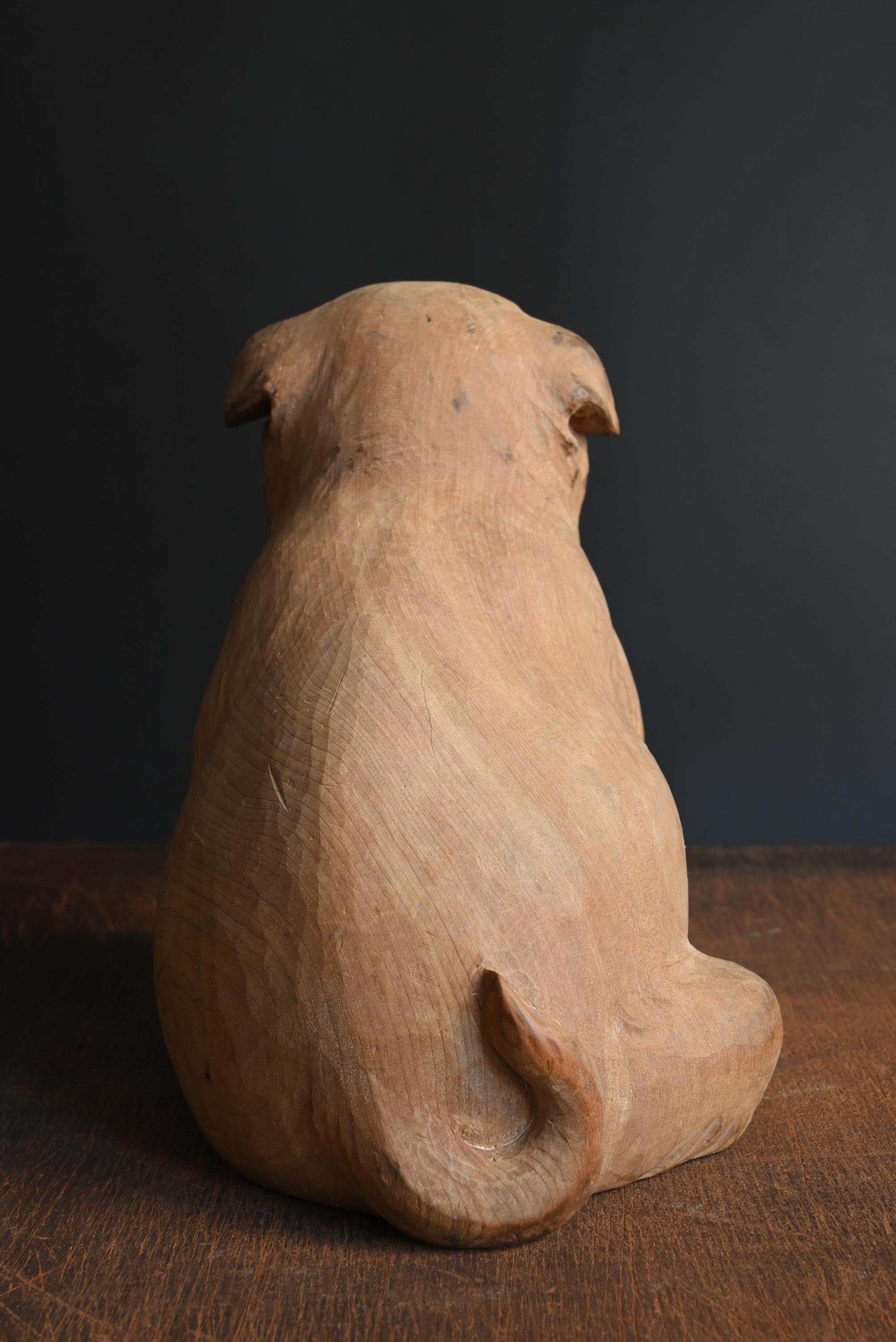 Ancienne figurine japonaise de chiot en bois / ère Showa / 20e siècle Bon état - En vente à Sammu-shi, Chiba