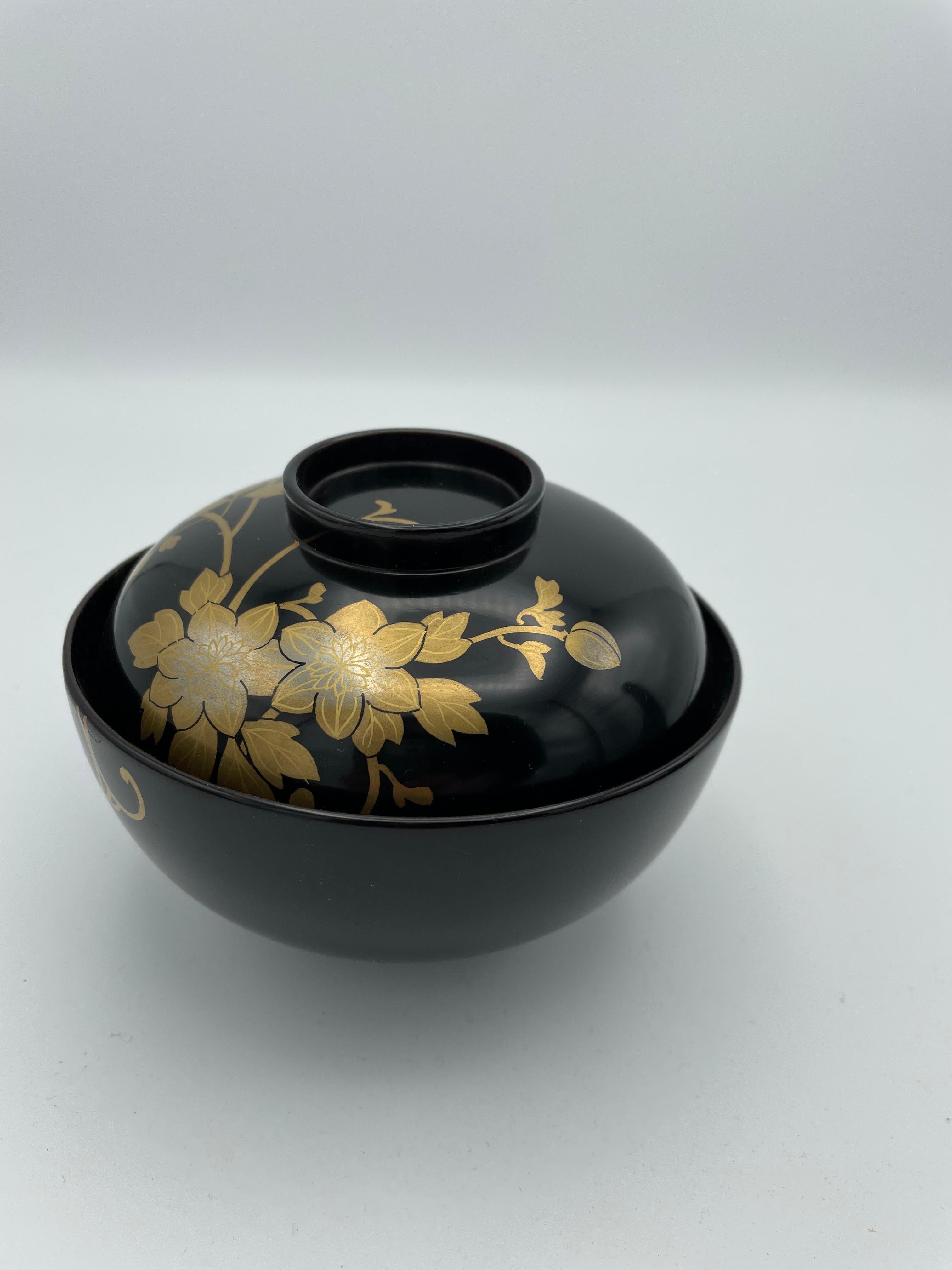 Antique Japanese Wooden Soup-Bowl with Wajima-Nuri, Japanese Lacquerware 1930s For Sale 1