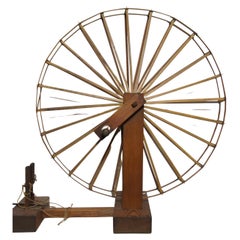 Antique Japanese Wooden Spinning Wheel Showa Era, 1960s