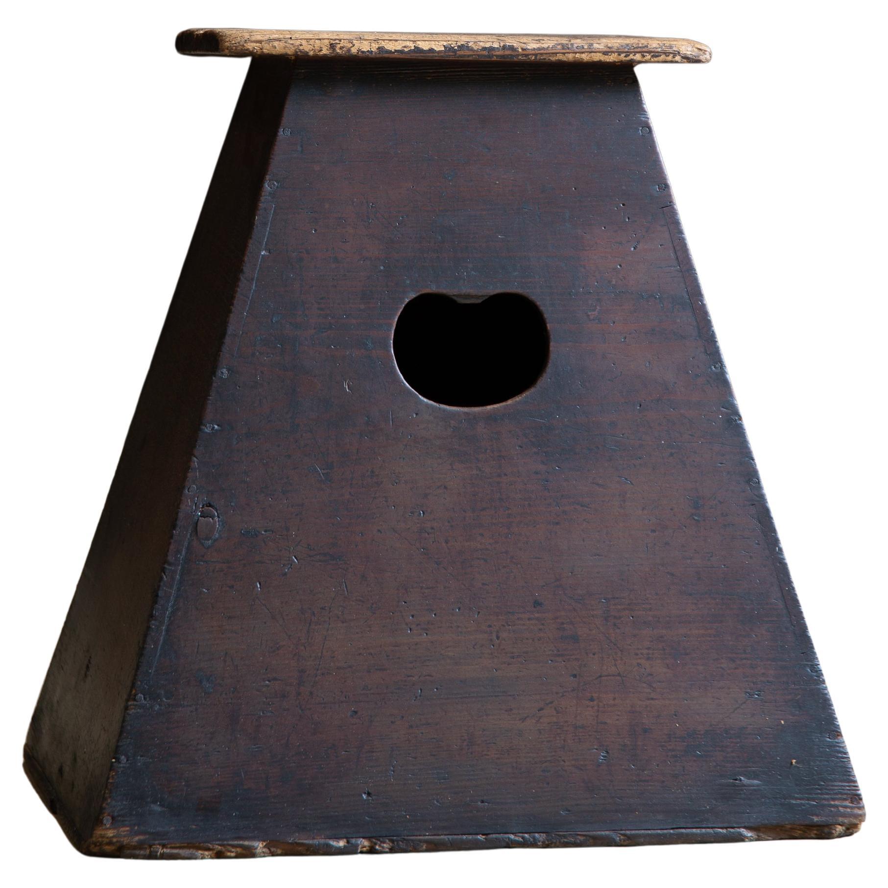 Antique Japanese wooden step stool, Fumidai wabi sabi organic mingei
