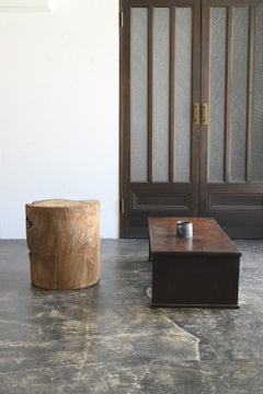 Antique Japanese wooden stool / 1900-1925 / withered coffee table