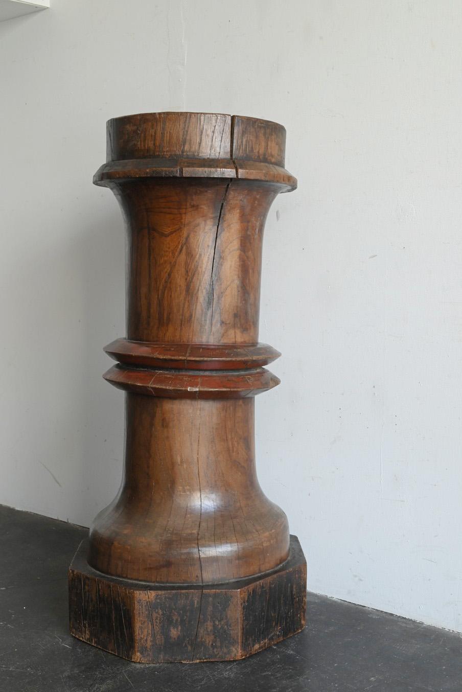 19th Century Antique Japanese wooden temple pillar object / 19th century / large decoration For Sale