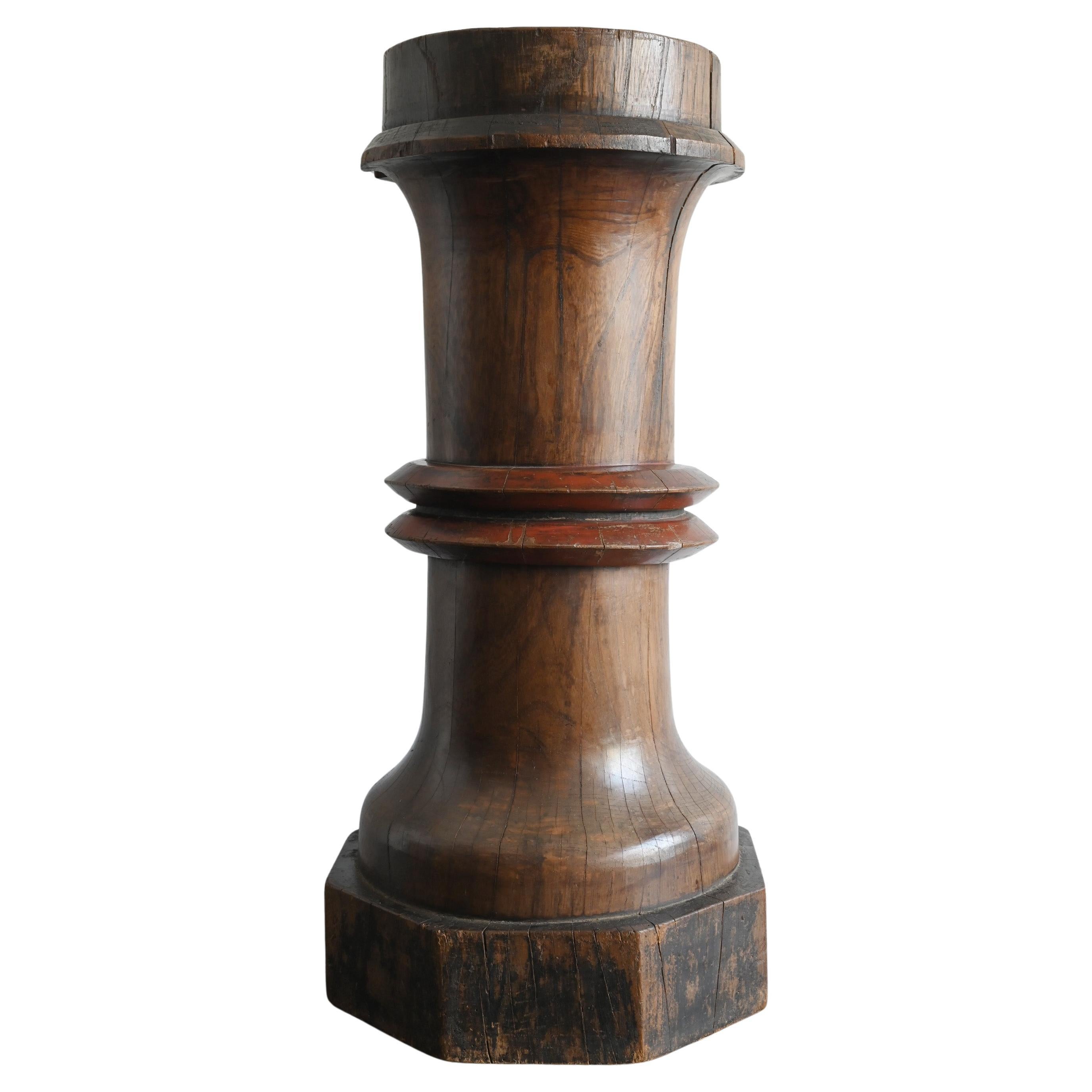 Antique Japanese wooden temple pillar object / 19th century / large decoration For Sale