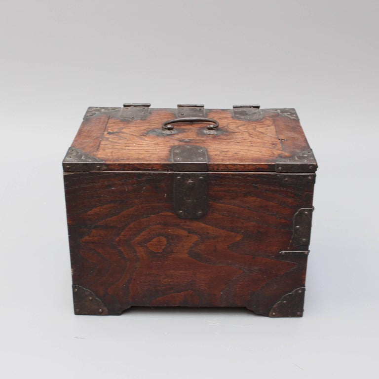 Antique Japanese Wooden Writing Box with Decorative Hardware 'Meiji Era ...