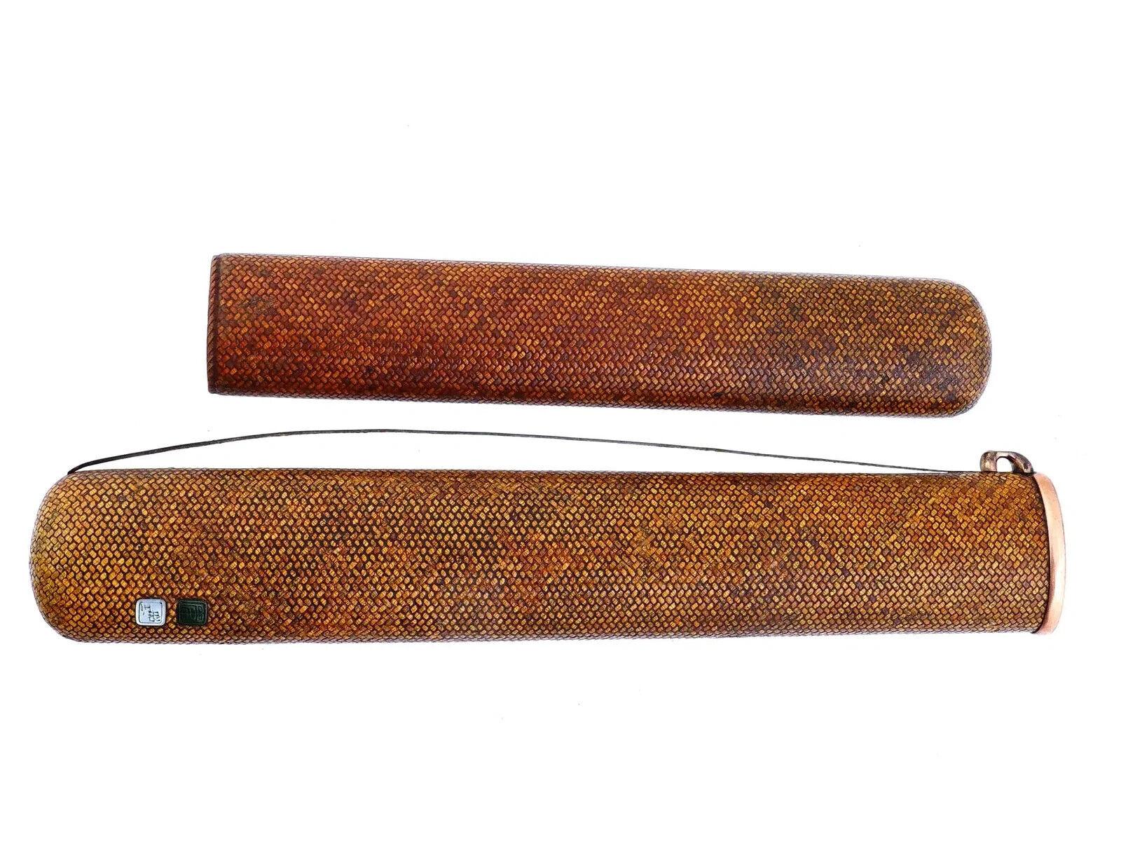 Antique Japanese Woven Rattan Kiseruzutsu Pipe Case In Good Condition In New York, NY