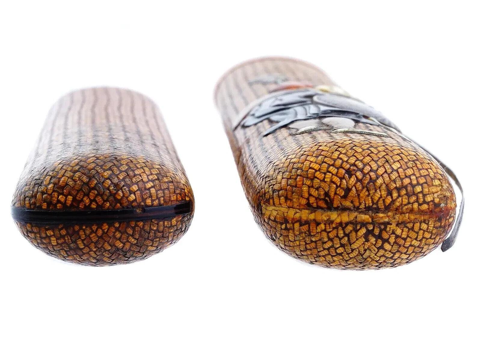 20th Century Antique Japanese Woven Rattan Kiseruzutsu Pipe Case
