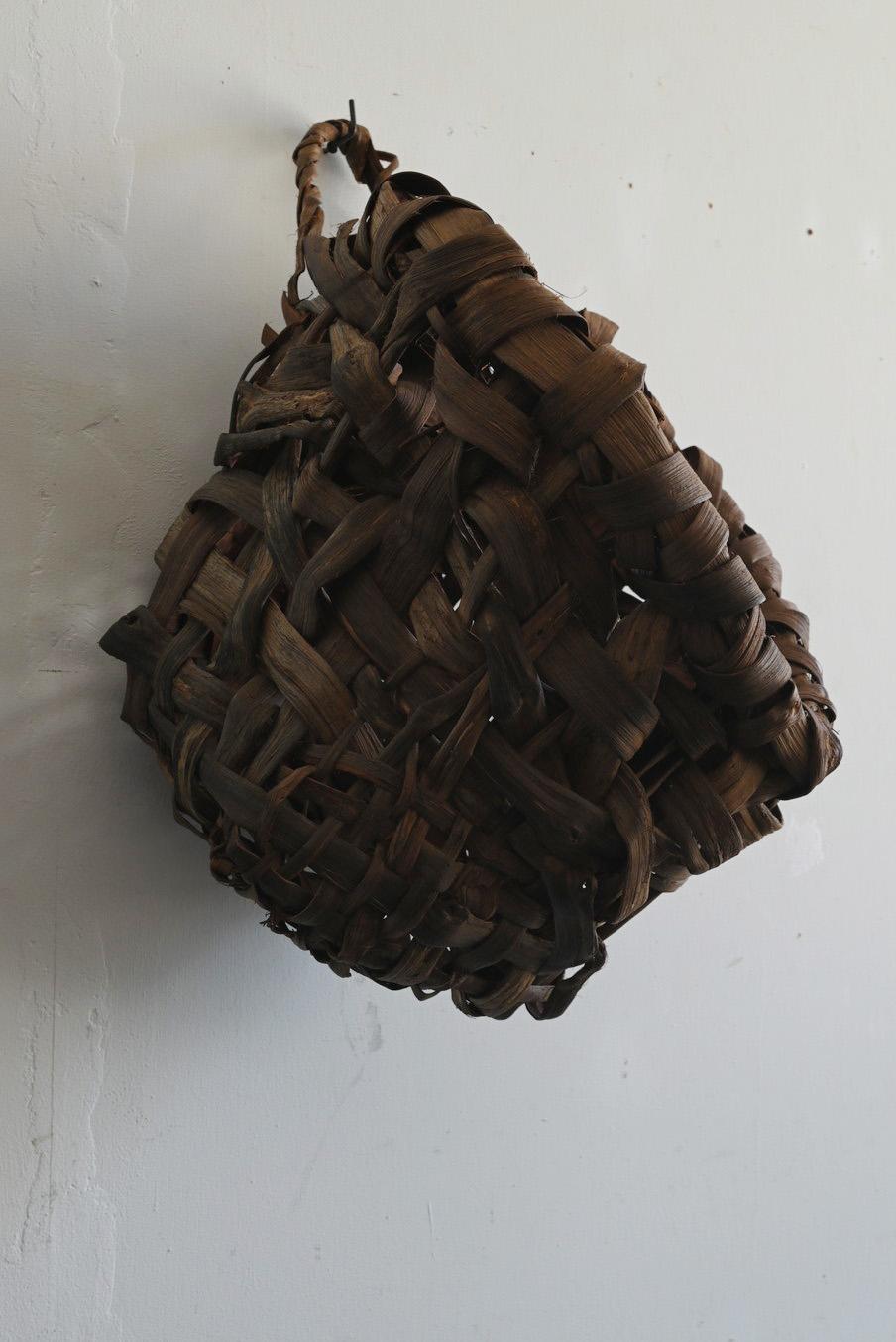 20th Century Antique Japanese woven wall hanging basket/20th century/Wabi-sabi vase For Sale