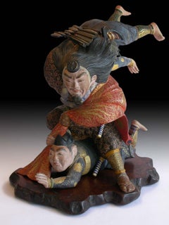Antique Japanese Yamabushi Samurai Warrior Benkei Meiji Hakata Toso Ningyo Doll