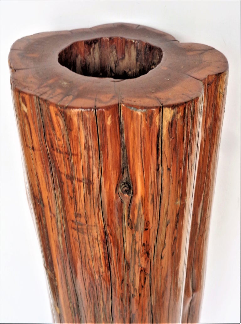 Antique Japanese Yew Wood Tree Trunk Ikebana Vase Planter For Sale at