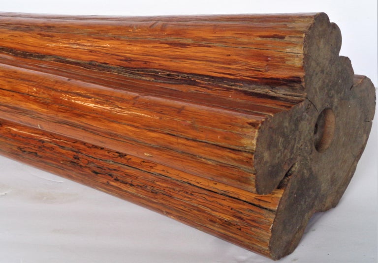 Antique Japanese Yew Wood Tree Trunk Ikebana Vase Planter For Sale at
