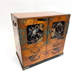 Antique Japanese Yosegi (Marquetry) Shibayama Ko Tansu Meiji Period