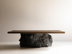 Antique Japanese zelkova and horse chestnut low table / Meiji-Taisho period