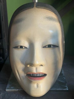 Antique Japanese Zō-onna Noh Theatre Mask, Carved Wood and Polychrome