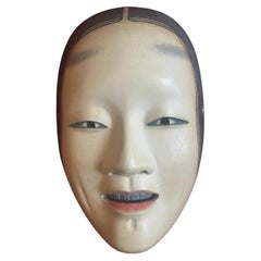Antique Japanese Zō-onna Noh Theatre Mask, Carved Wood and Polychrome