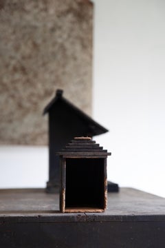 Antique Japanese Zushi, wabi sabi miniature shrine w/ Ebisu figurine mingei