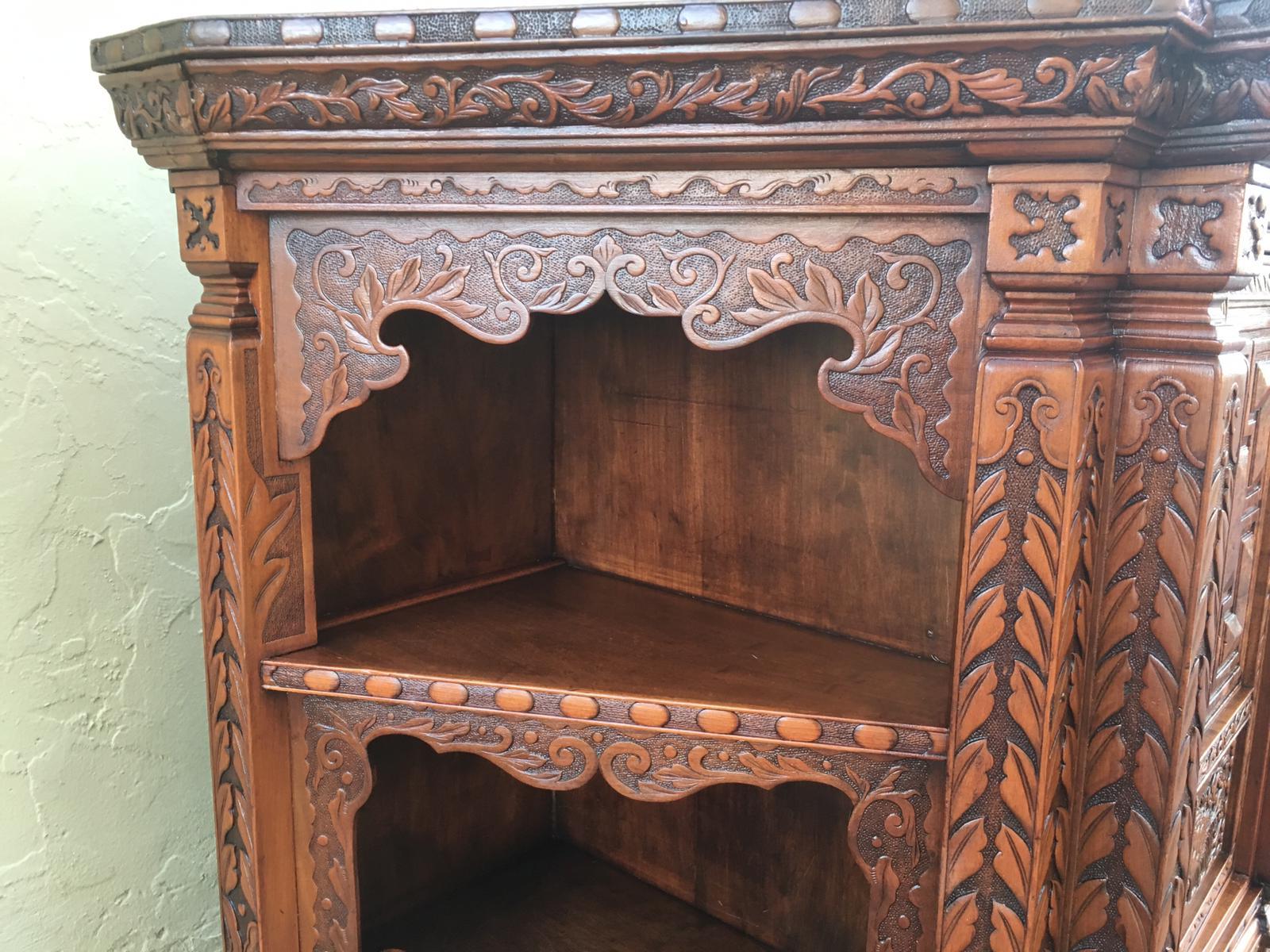 Antique Japanesse Hand Carved Elmwood Cabinet, Sideboard, Meiji, 20th Century For Sale 4