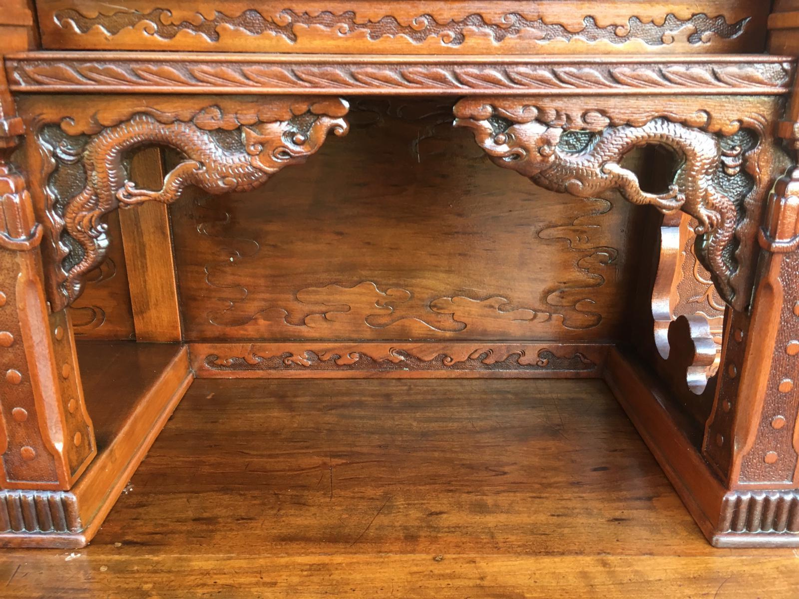 Antique Japanesse Hand-Carved Elmwood Cabinet, Sideboard, Meiji, 20th Century For Sale 10
