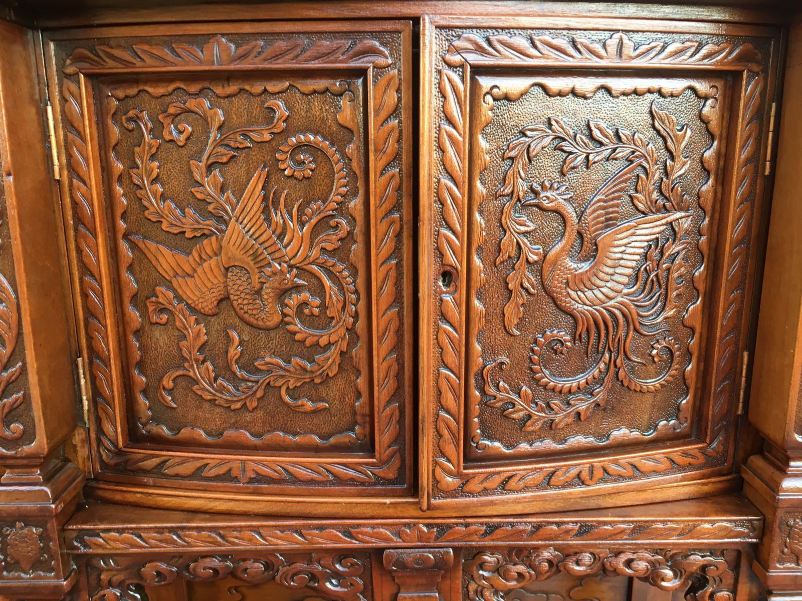 Antique Japanesse Hand-Carved Elmwood Cabinet, Sideboard, Meiji, 20th Century For Sale 14