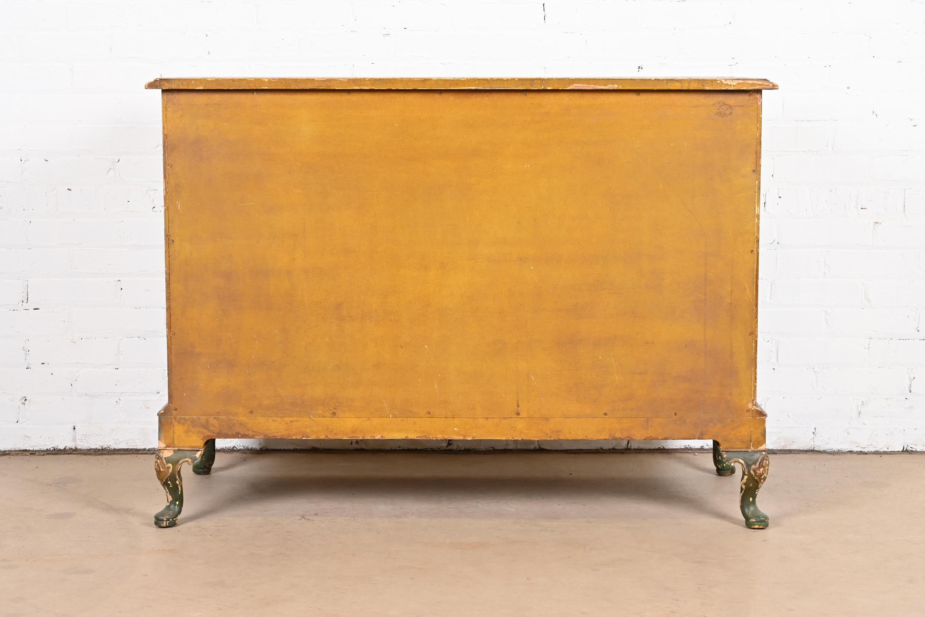 Antique Japanned Chinoiserie Queen Anne Bureau From Historic Edgecroft Mansion 9
