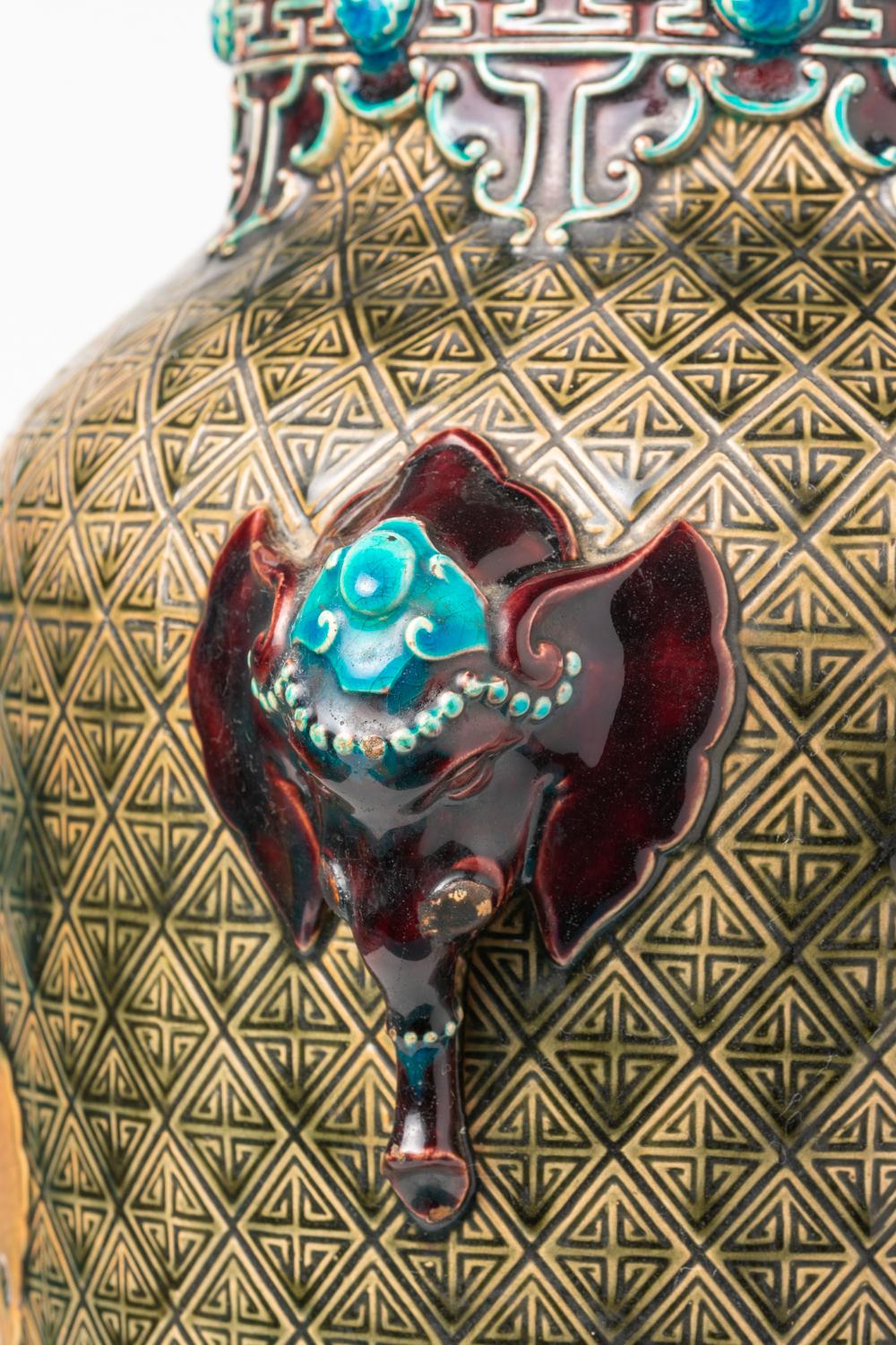 Antique Japonisme Ceramic And Ormolu Vase By Jules Vieillard & Co, Bordeaux For Sale 9