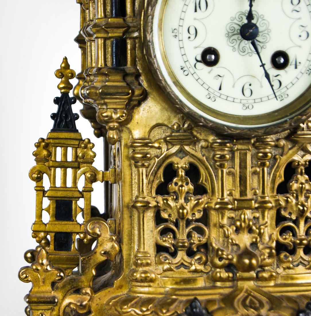 19th Century Antique Japy Frere Mantle Clock and Garnitures Set, circa 1870s For Sale