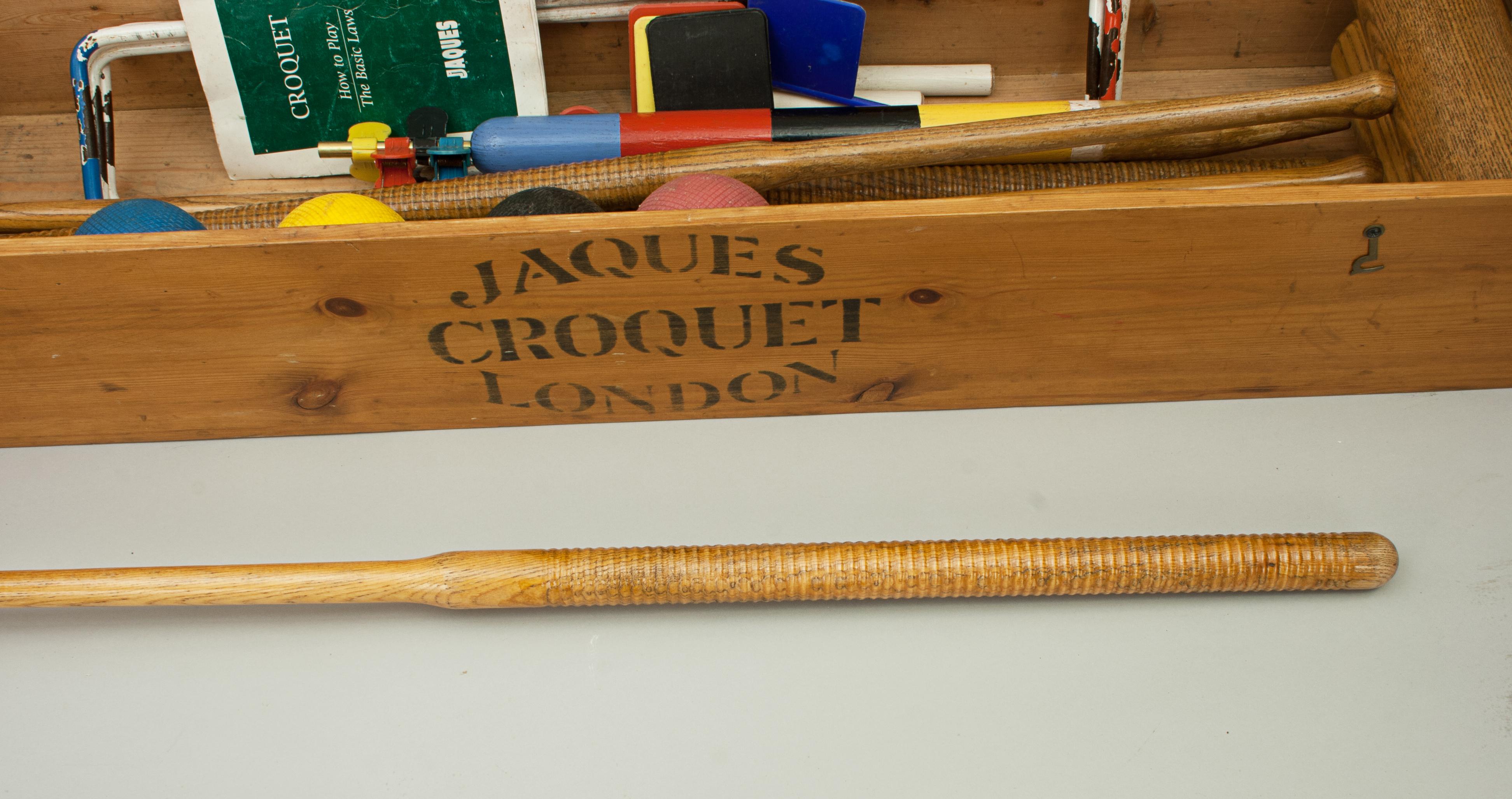 English Antique Jaques 'Corrigrip' Croquet Set in Original Pine Box
