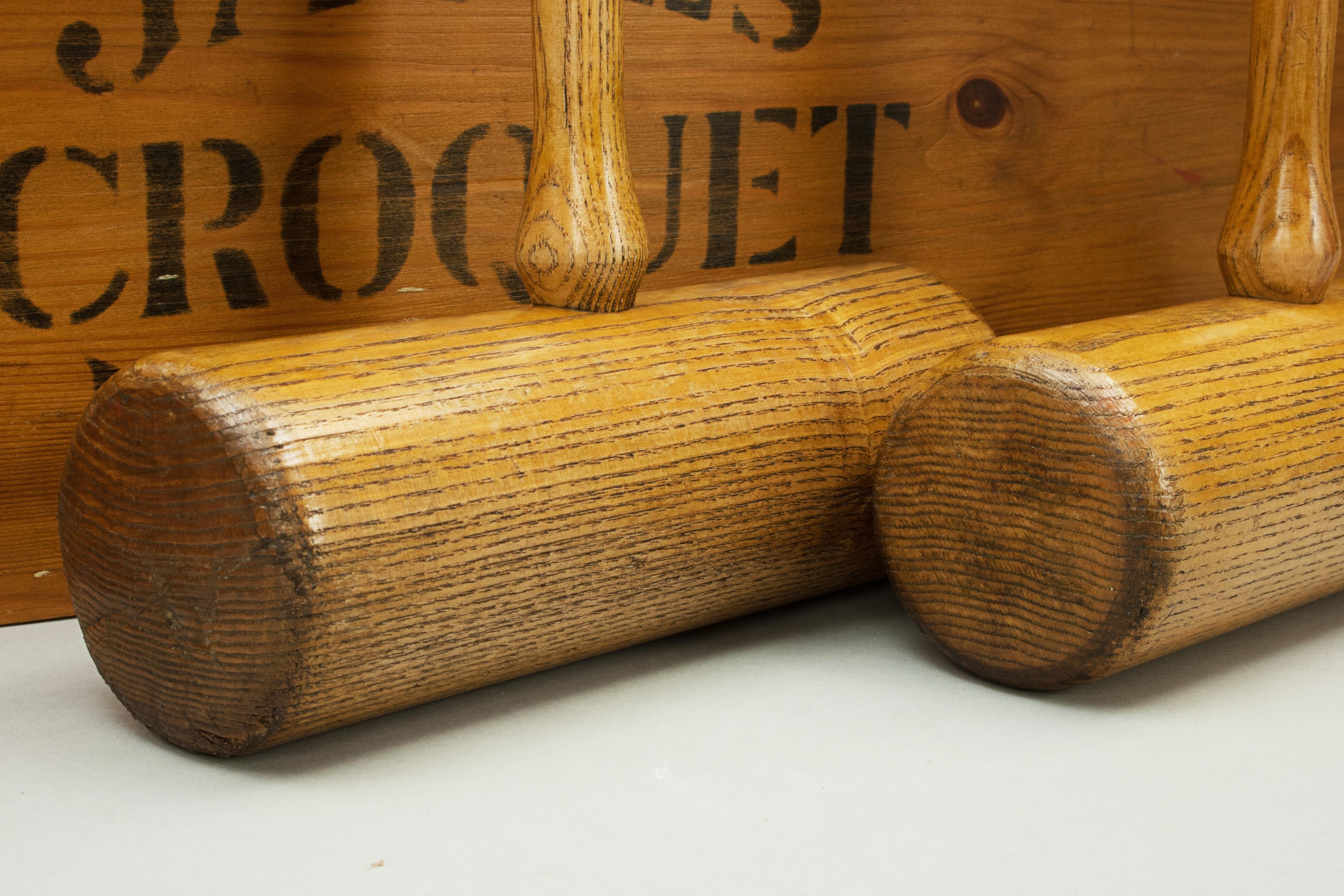 Ash Antique Jaques 'Corrigrip' Croquet Set in Original Pine Box