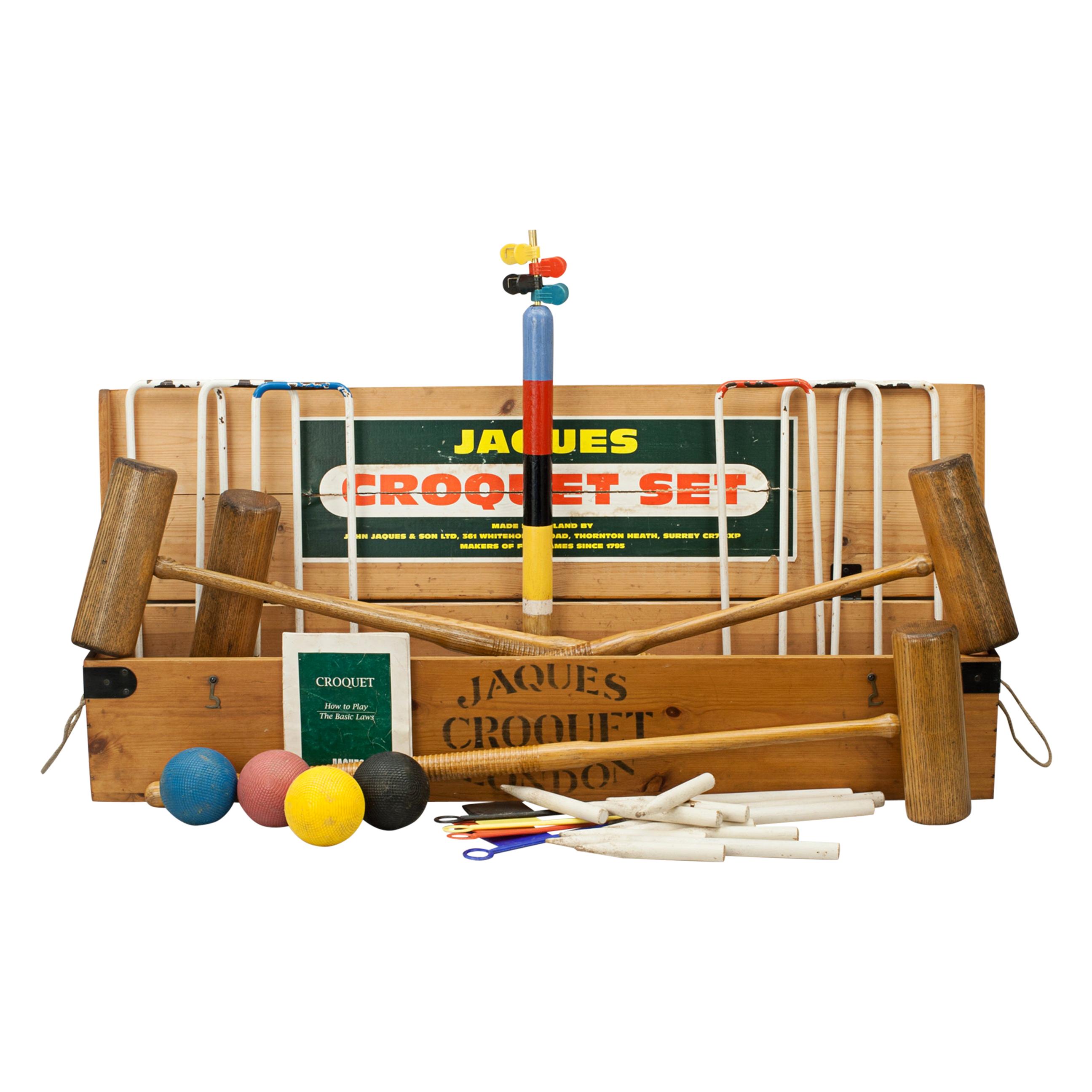 Antique Jaques 'Corrigrip' Croquet Set in Original Pine Box