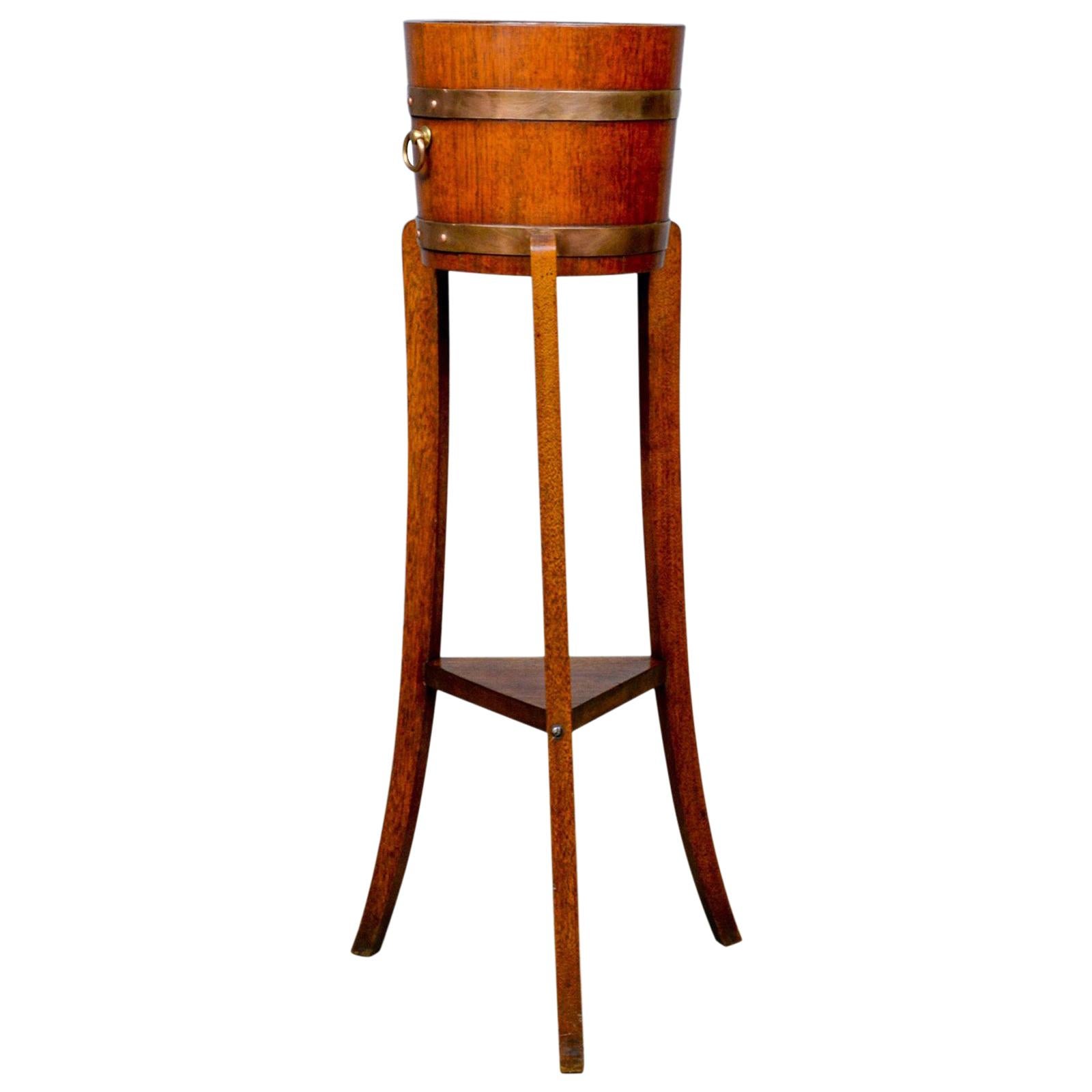Antique Jardiniere, Arts & Crafts, Coopered Barrel on Stand, Lister, circa 1900