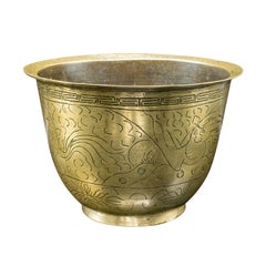 Antique Jardiniere Dish, Japanese, Meiji, Bronze, Decor, Planter Bowl, Victorian
