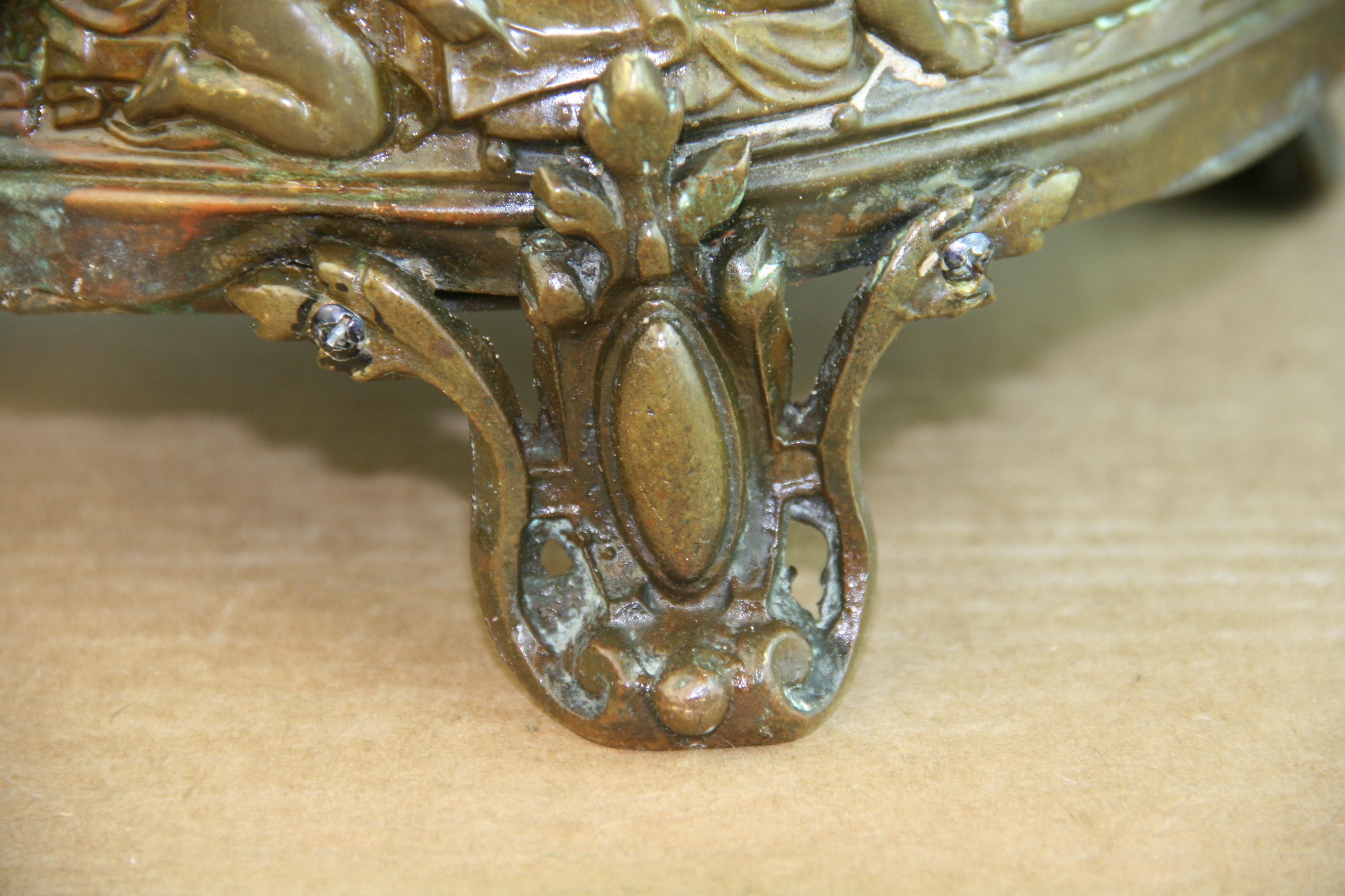 Antique Jardiniere/Planter Embossed Angels in Deep Relief In Good Condition For Sale In Douglas Manor, NY