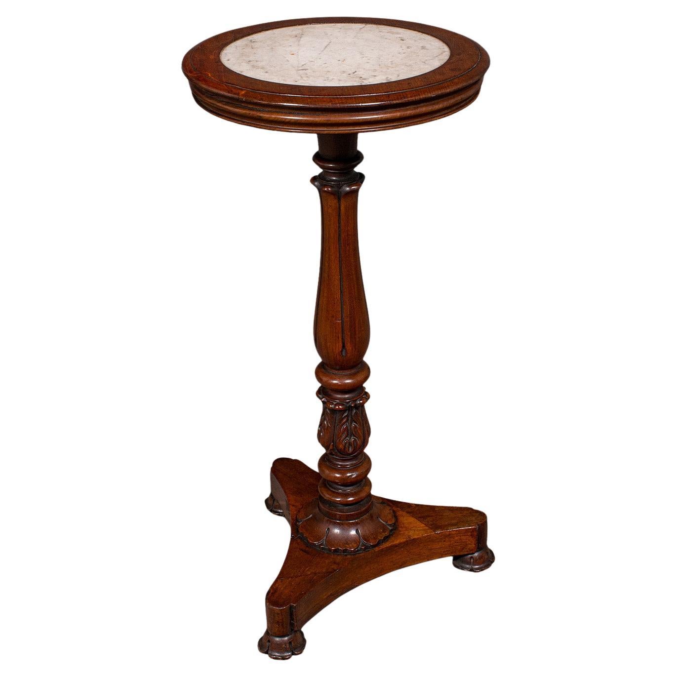 Jardinière ancienne, anglaise, noyer, marbre, table à plantes, William IV