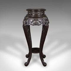 Antique Jardiniere Stand, Japanese, Ebonised, Portico Planter Table, Victorian
