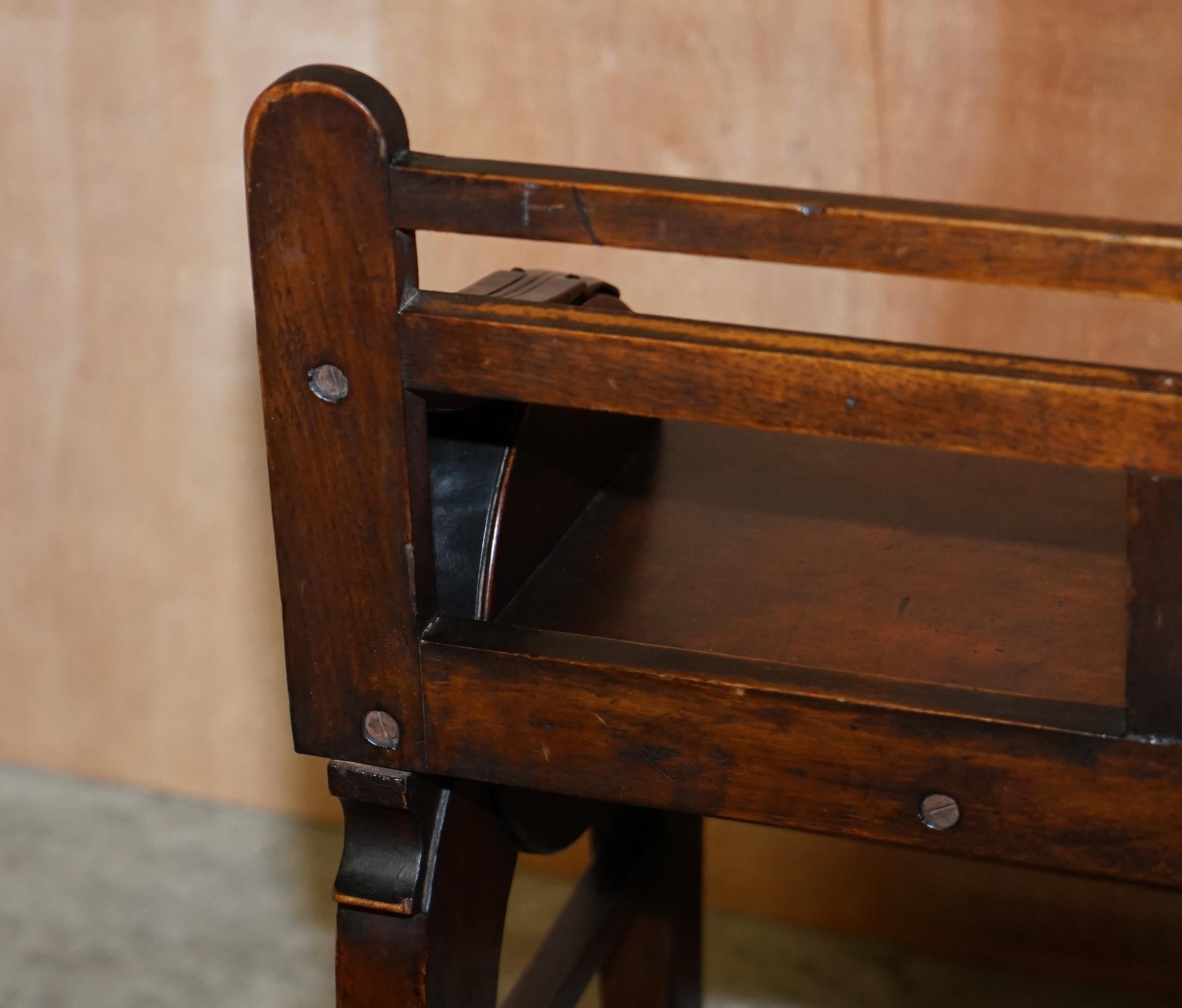 Antique Jas Shoolbred Hall Bench with Brass Mounts & Walnut Frame circa 1890 For Sale 7