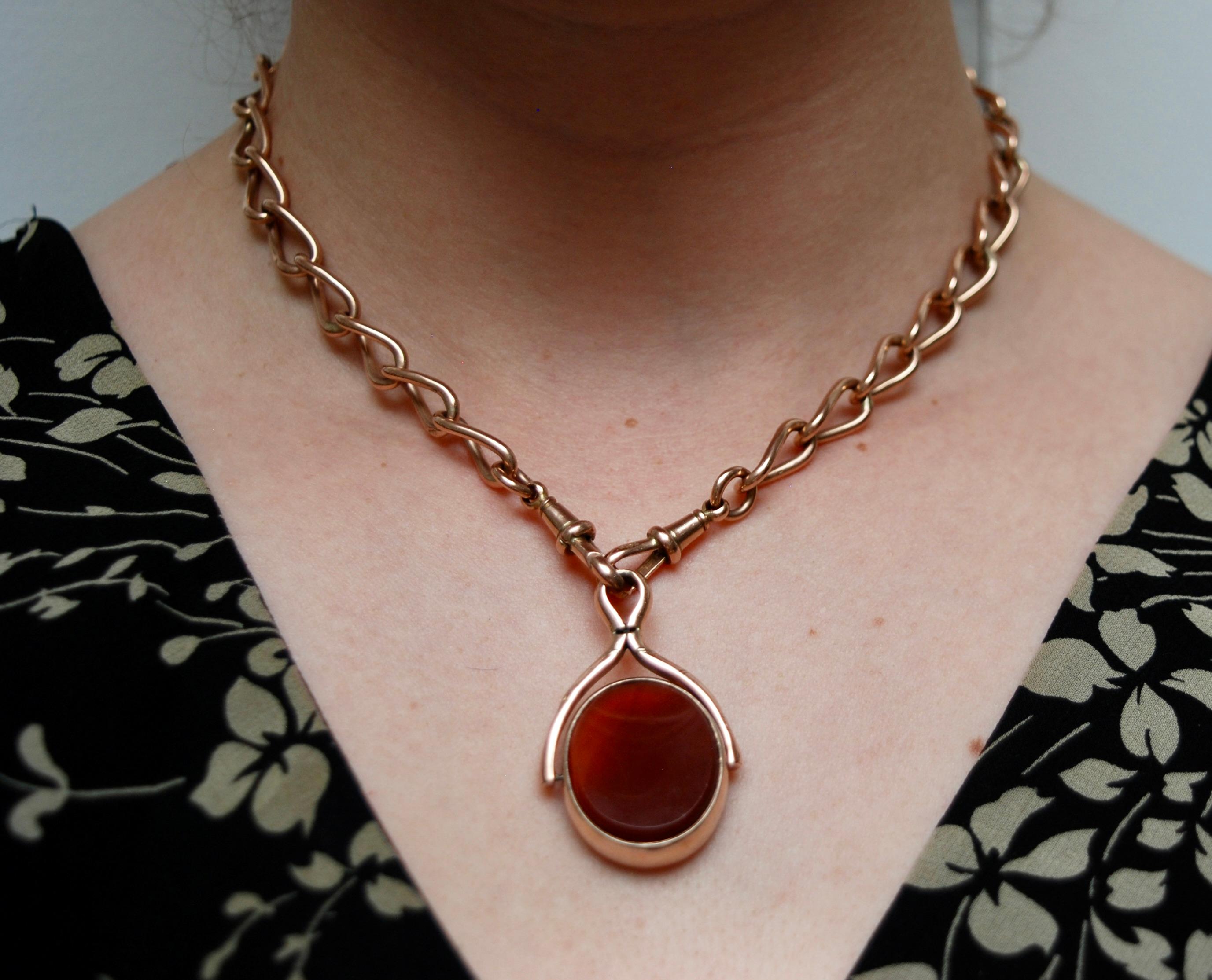 Women's or Men's Antique jasper and Bloodstone spinner pendant necklace For Sale