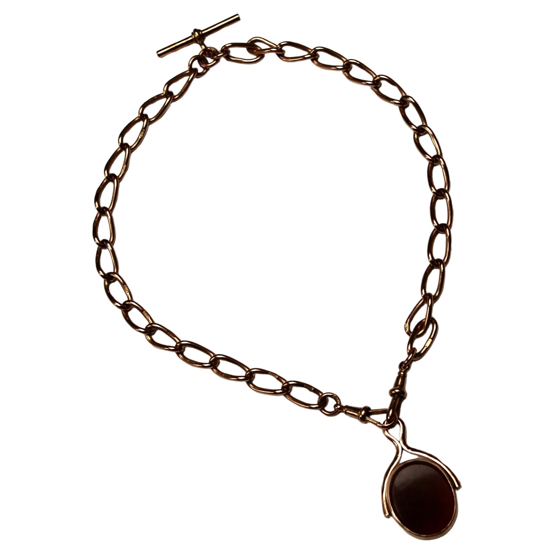 Antique jasper and Bloodstone spinner pendant necklace For Sale