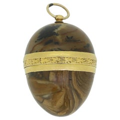 Antique Jasper Egg Locket Pendant