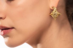 Antique Javanese 22k Gold Conch Shaped Earrings, 10th-15th Century, Indonesia